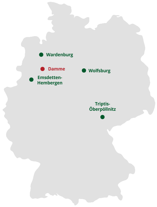 Deutschlandkarte mit Praxistag-Standorten